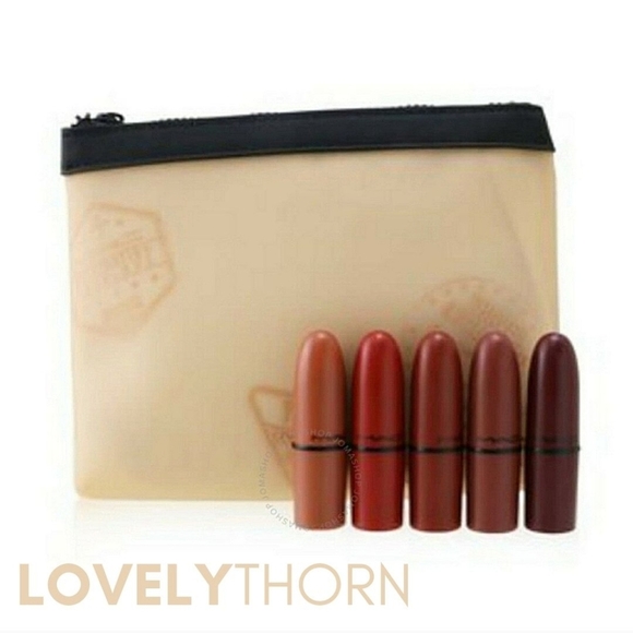 MAC // ltd ed travel exclusive mini lipstick set cosmetic bag & 5 bold colors - Picture 1 of 14